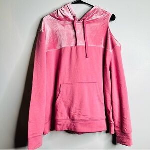 All Worthy by Hunter McGrady Mixed Media Cut Out Shoulder Hoodie XL